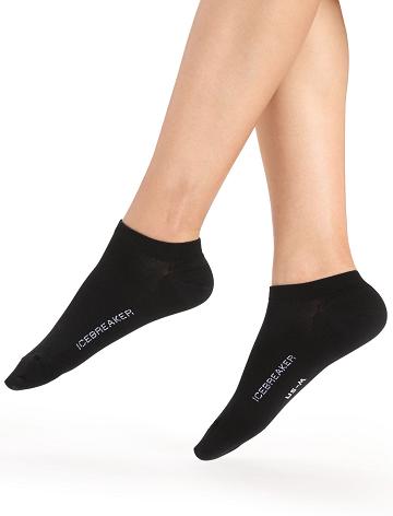 Black / Snow Icebreaker Merino Lifestyle Fine Gauge No Show Women's Socks | AU 1423VRWD